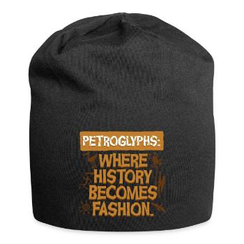 Petroglyphe Petroglyphen Piktogramme - Jersey-Beanie - Schwarz - Vorne