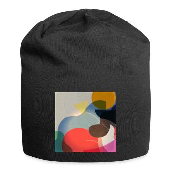 Abstrakte Farbformen Komposition - Jersey-Beanie - Schwarz - Vorne