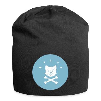 Piraten Corgi Gekreuzte Knochen Jolly Roger - Jersey-Beanie - Schwarz - Vorne