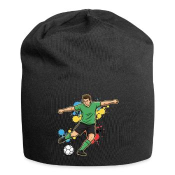 fussballspieler-comic-farbspritzer-gruen - Jersey-Beanie - Schwarz - Vorne