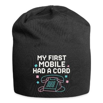 Mein erstes Handy hatte ein Kabel - Jersey-Beanie - Schwarz - Vorne