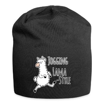 Jogging - Lama Style! Albern aber schnell! - Jersey-Beanie - Schwarz - Vorne