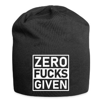 Zero Fucks Given Warnetikett - Jersey-Beanie - Schwarz - Vorne