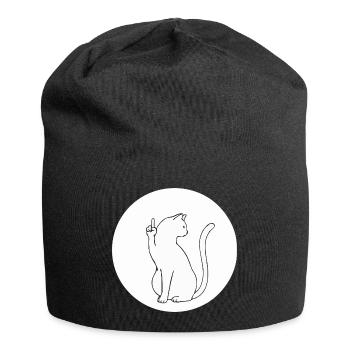 Katze Katzen Cat Kätzchen Mieze Mittelfinger - Jersey-Beanie - Schwarz - Vorne