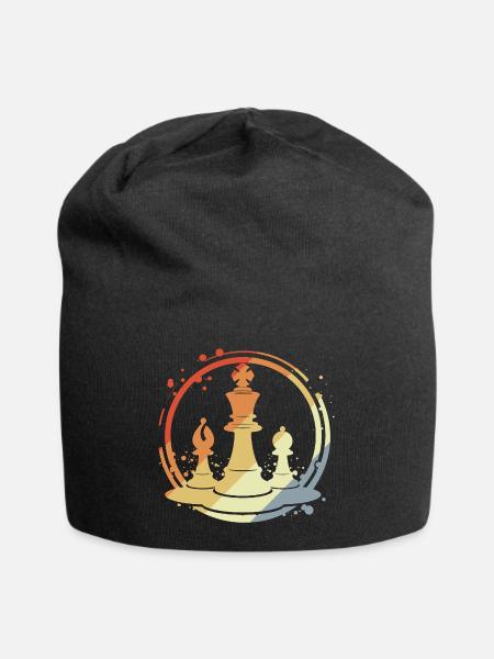 Pièces d’échecs dans un style rétro - Bonnet en jersey - noir