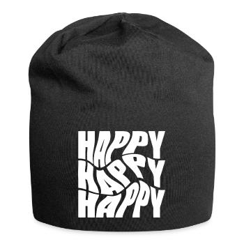 Bold Happy Graffiti Typography - Jersey Beanie - black - Front