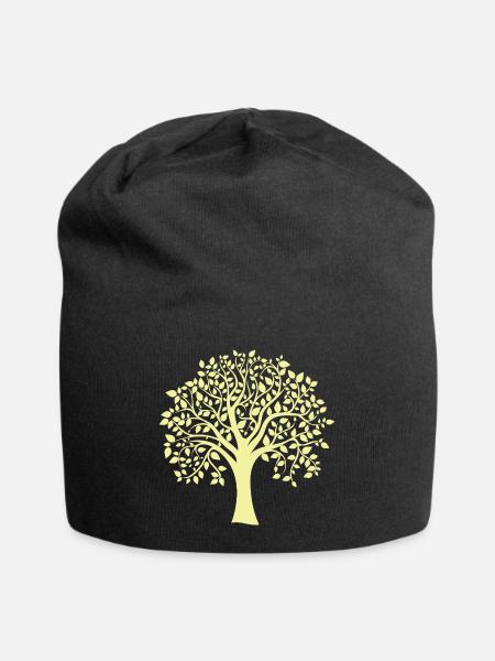 Icon Gelber Jumbo-Baum-Print-Silhouette - Jersey-Beanie - Schwarz