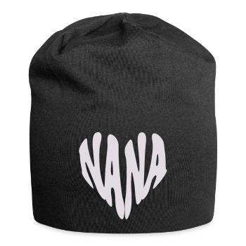 Nana - Small Heart Graphic (Custom Color) - Jersey Beanie - black - Front