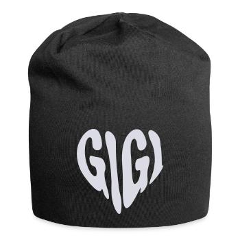 Gigi – Kleines Herz (Individuelle Farbe) - Jersey-Beanie - Schwarz - Vorne