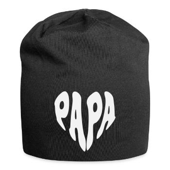 Papa – Kleines Herz (Sonderfarbe) - Jersey-Beanie - Schwarz - Vorne