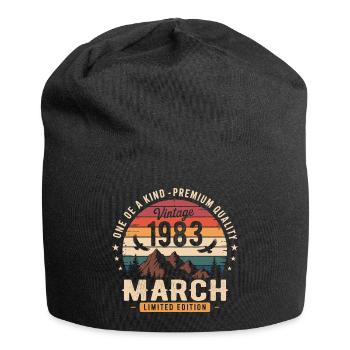 März 1983 43. Jubiläumsgeschenk März 1983 - Jersey-Beanie - Schwarz - Vorne
