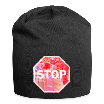 Panneau stop grunge - Bonnet en jersey - noir - Devant