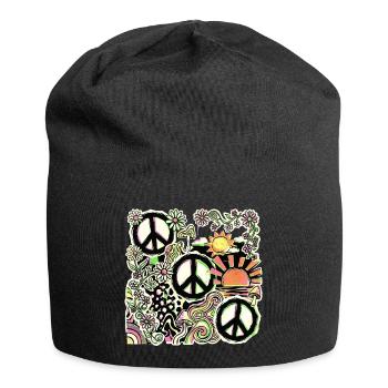 Peace Hippie Flower Stop The War - Jersey-Beanie - Schwarz - Vorne