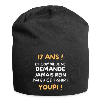 Funny Draw Boy Teen 17 Years Funny Birthday 17 - Jersey Beanie - black - Front
