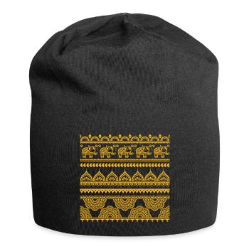 Golden elephants and tribal borders - Jersey Beanie - black - Front