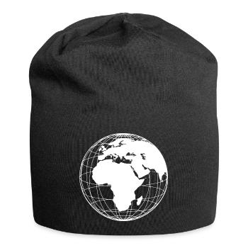 Weltkugel Erde modern minimalistisch - weiß - Jersey-Beanie - Schwarz - Vorne