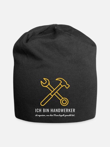 Handwerker ich repariere was dein Mann kaputt gema - Jersey-Beanie - Schwarz