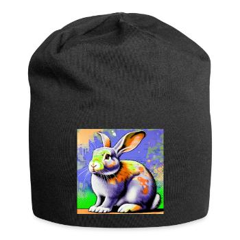 Kaninchen - Jersey-Beanie - Schwarz - Vorne