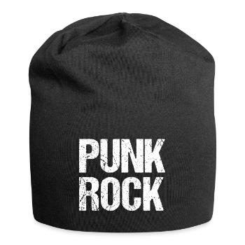 Punkrock Distressed Typografie - Jersey-Beanie - Schwarz - Vorne