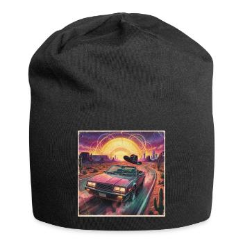 Retro Synthwave Desert Ride - Jersey Beanie - black - Front