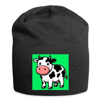 Kuh - Jersey-Beanie - Schwarz - Vorne