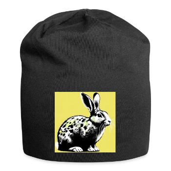 Kaninchen - Jersey-Beanie - Schwarz - Vorne