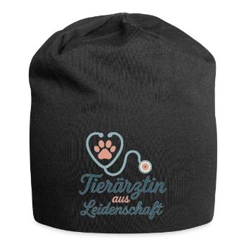 Tierärztin aus Leidenschaft - Jersey-Beanie - Schwarz - Vorne