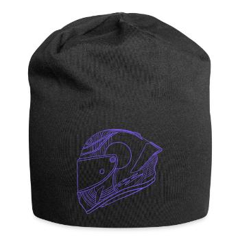 Neon lila Helm - Visier - Jersey-Beanie - Schwarz - Vorne