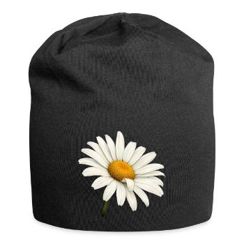 White Daisies Blossom Nature Flowers Design - Jersey Beanie - black - Front