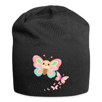Pastel Butterfly Motif - Jersey Beanie - black - Front