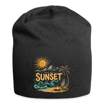 Sunset on the beach surf - Jersey Beanie - black - Front