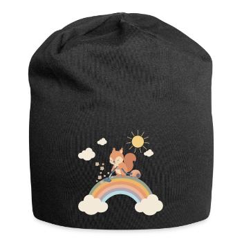 Squirrel sucks the rainbow - Jersey Beanie - black - Front