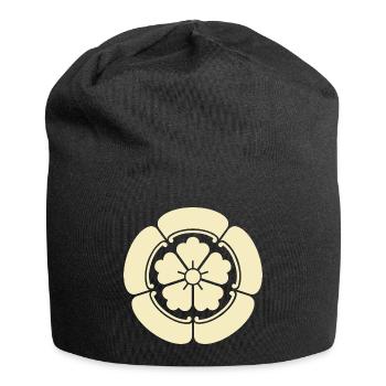 Vintage Oriental Pale Yellow Oda Japan Mon Art - Jersey Beanie - black - Front