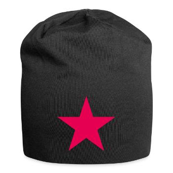 Neon Pink Star - Jersey Beanie - black - Front