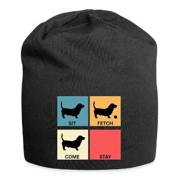 Basset Hound Dog Lover Gift for Dog Mom - Jersey Beanie - black - Front