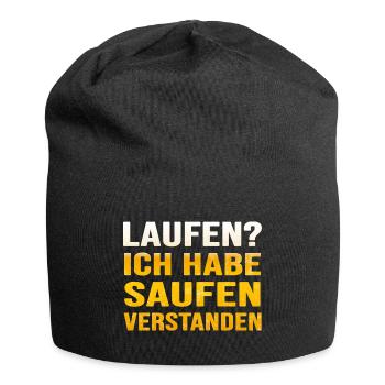 RUN Läufer läuft Marathon "laufen oder saufen" - Jersey-Beanie - Schwarz - Vorne