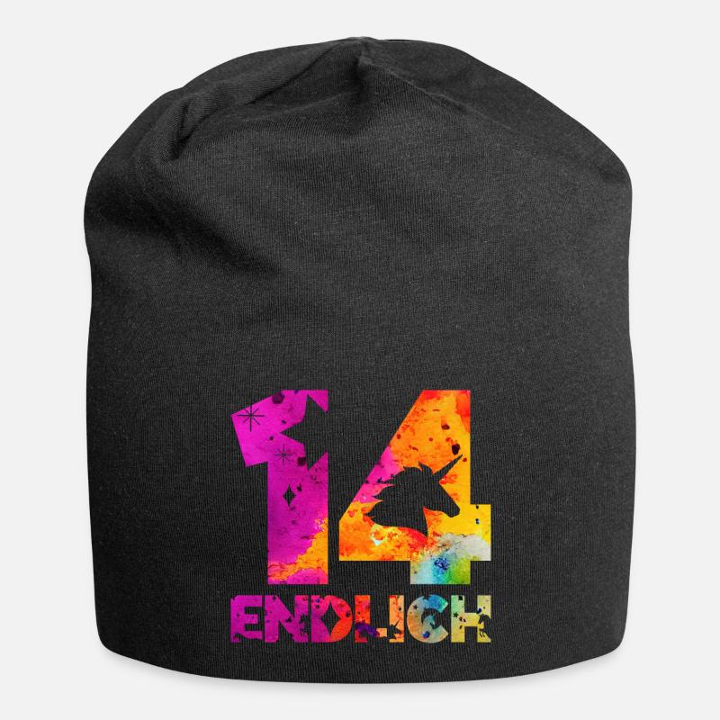 ENDLICH 14 EINHORN 14. GEBURTSTAG - Jersey-Beanie - Schwarz