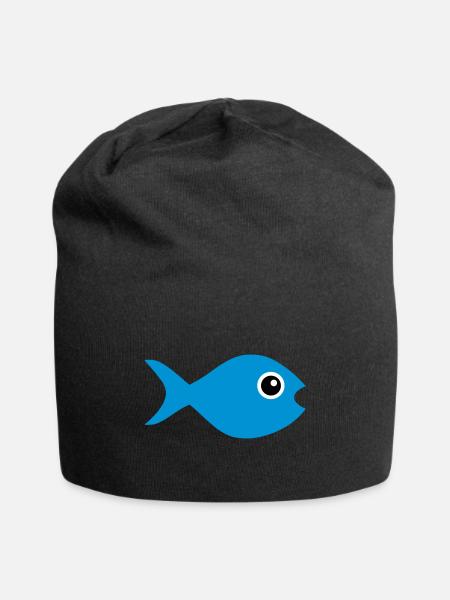 ★ Design colors changeable ★ Fish with googly eyes - Jersey Beanie - black