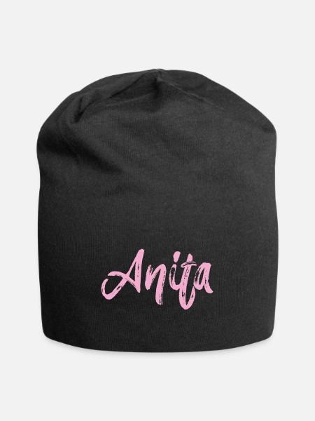anita,name,schreibschrift,rosa,schrift - Jersey-Beanie - Schwarz