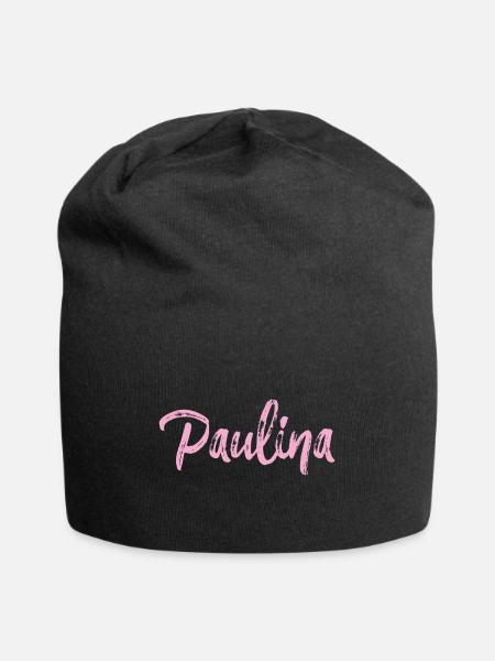 paulina,,name,schreibschrift,rosa,schrift - Jersey-Beanie - Schwarz