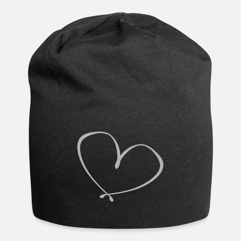 Heart Love Gift Idea grey - Jersey Beanie - black