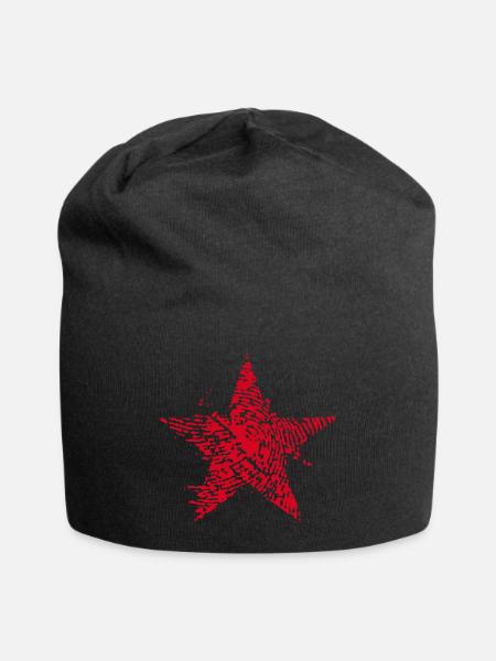 Red star fingerprint - Jersey Beanie - black