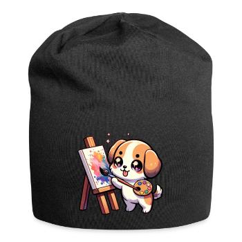 Dog Painting Artistic Pup Onesie Design - Jersey Beanie - black - Front