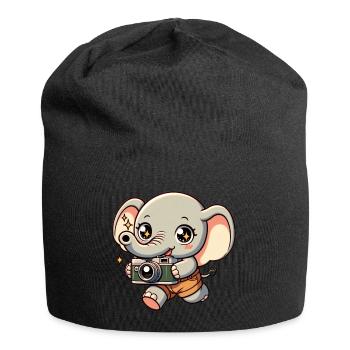 Elephant Photography Little Shutterbug Elephant - Jersey Beanie - black - Front