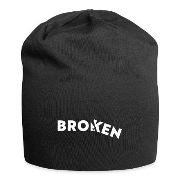 Broken - Gebrochen - Jersey-Beanie - Schwarz - Vorne