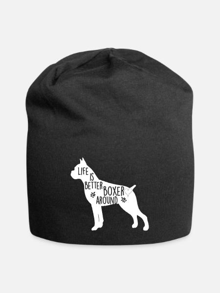 Boxer chien graphique pour les amoureux de chiens de combat blanc - Bonnet en jersey - noir