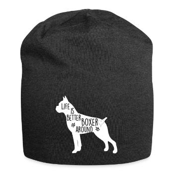 Boxer Hund Grafik für Kampfhund Liebhaber Weiß - Jersey-Beanie - Anthrazit - Vorne