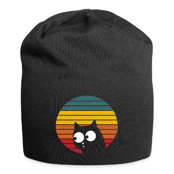 VINTAGE CAT RETRO KATZE - Jersey-Beanie - Schwarz - Vorne