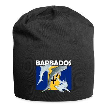 Drapeau de la Barbade Requin tigre Requin marteau - Bonnet en jersey - noir - Devant