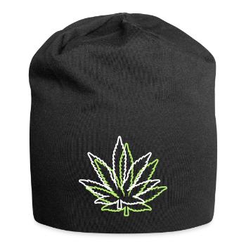 kush weed cannabis leaf symbol hemp - Jersey Beanie - black - Front